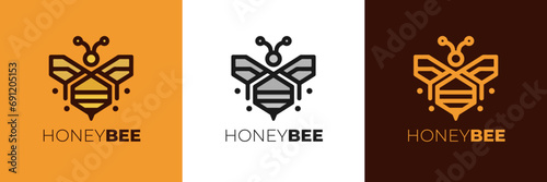 honey Bee logo design vector,  Elegant Bee logo designs concept vector, Honeycomb ilustration logo vector template