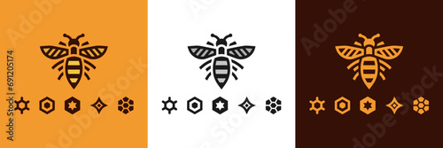 honey Bee logo design vector,  Elegant Bee logo designs concept vector, Honeycomb ilustration logo vector template