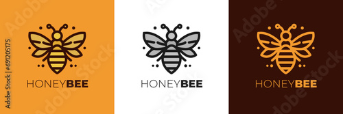honey Bee logo design vector,  Elegant Bee logo designs concept vector, Honeycomb ilustration logo vector template