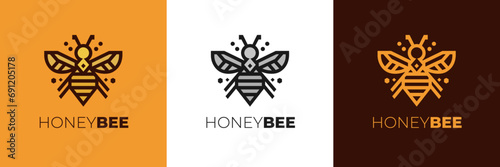 honey Bee logo design vector,  Elegant Bee logo designs concept vector, Honeycomb ilustration logo vector template