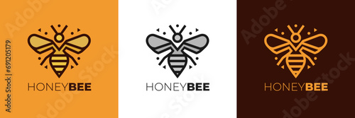 honey Bee logo design vector,  Elegant Bee logo designs concept vector, Honeycomb ilustration logo vector template