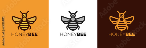 honey Bee logo design vector,  Elegant Bee logo designs concept vector, Honeycomb ilustration logo vector template