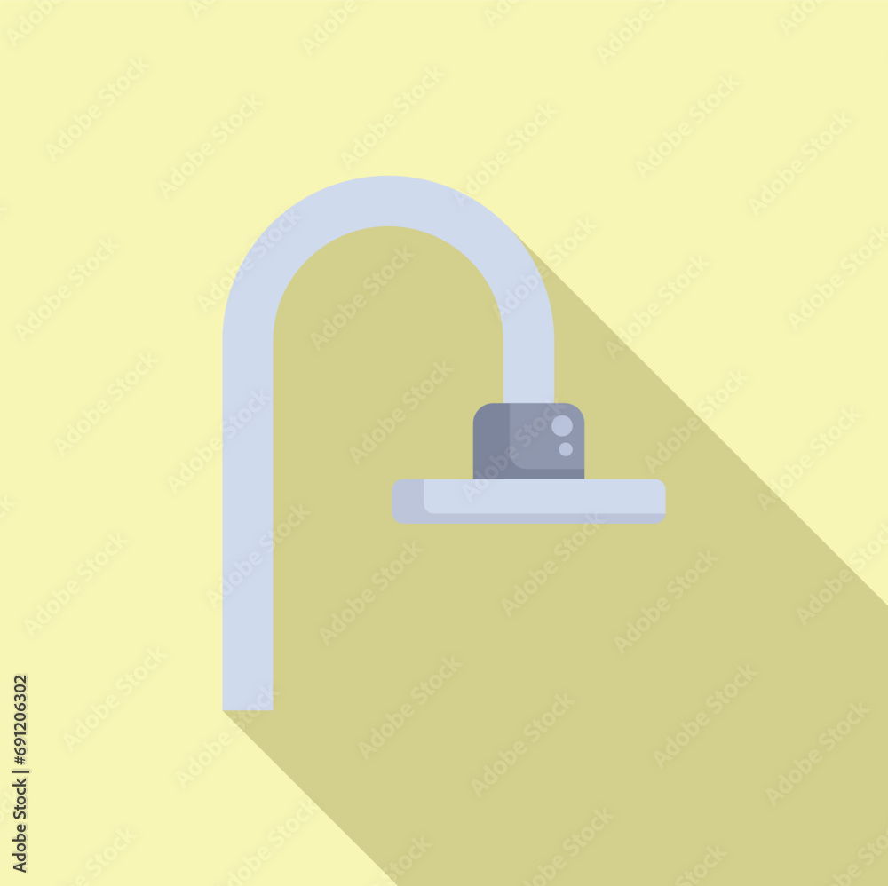 Modern shower head icon flat vector. Tubing spray. Metal rain room Modern shower head icon flat vector. Tubing spray. Metal rain room