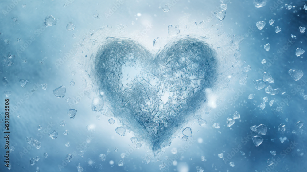 Cold heart made of ice - break-up, divorce, end of relationship concept