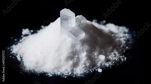 Crystalline powder and crystals looking like synthetic drug