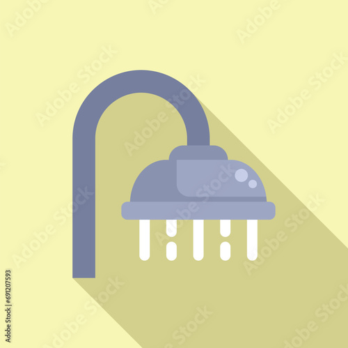 Wash clean bath icon flat vector. Restroom hose spa. Shower head