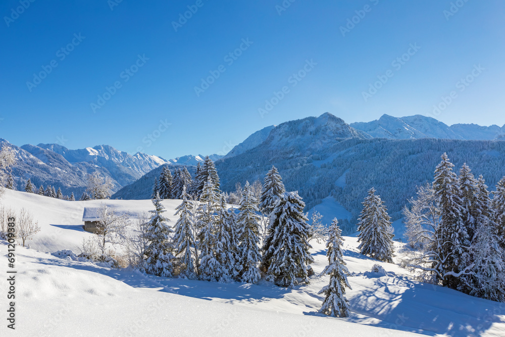 Allgäu - Winter - Pulverschnee - Stadel - Alpen - Bad Hindelang