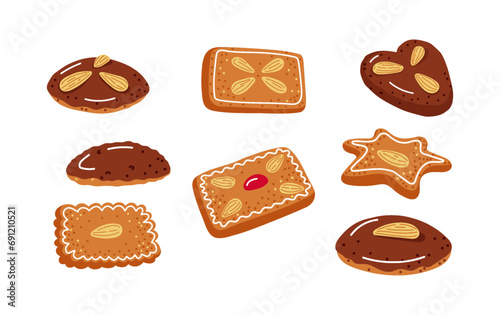 Set of lebkuchen or german christmas cookies for winter time.Vector illustration