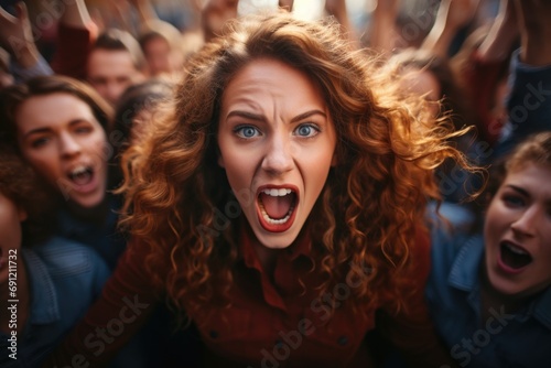 Demonstrator yelling at street demonstration - expressing grievances © Konstiantyn Zapylaie