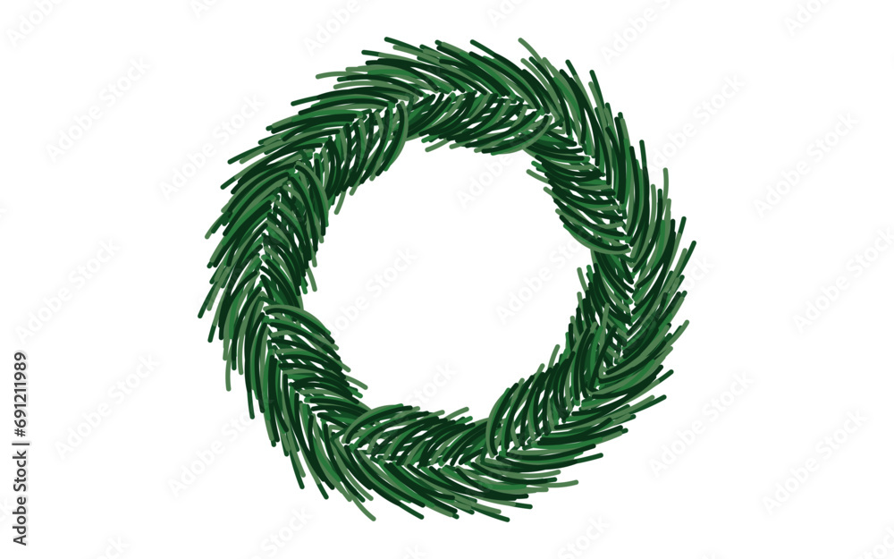 christmas wreath isolated on white. 2024. set. banch. decor. postcard