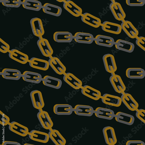 Chains pattern seamless black and gold background. Design for fabric, wallpaper, wrap paper.