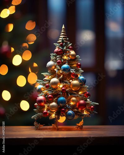 Christmas tree beautifully decorated with festive ornaments. Generative AI