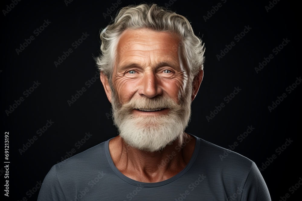 Portrait of a happy senior man with white beard on black background Portrait of a happy senior man with white beard on black background