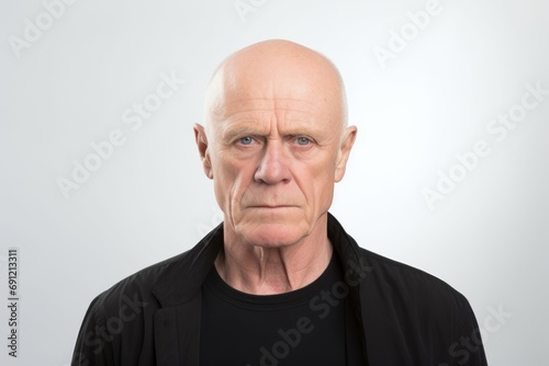 Portrait of an old man with a serious expression on his face