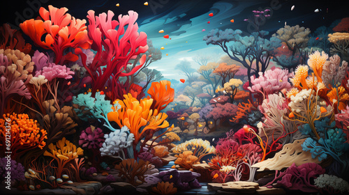 colorful coral reef filled with marine life