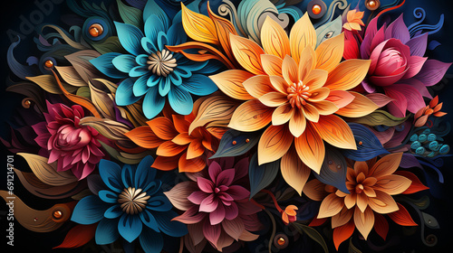 An intricate mandala design filled with vibrant color gradients