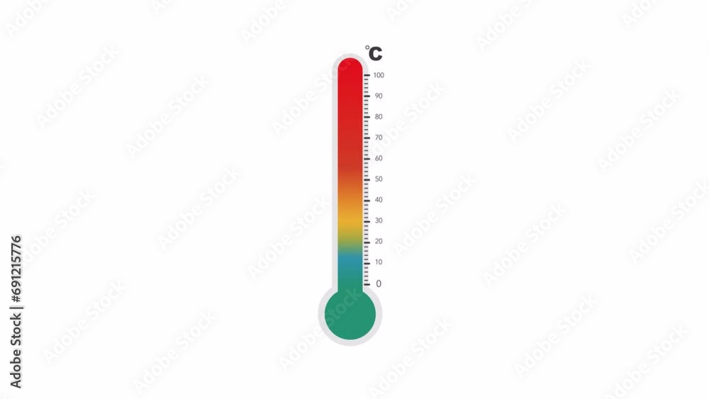 Dynamic Temperature Gauge Animation Temperature rises on the scale of the thermometer on a