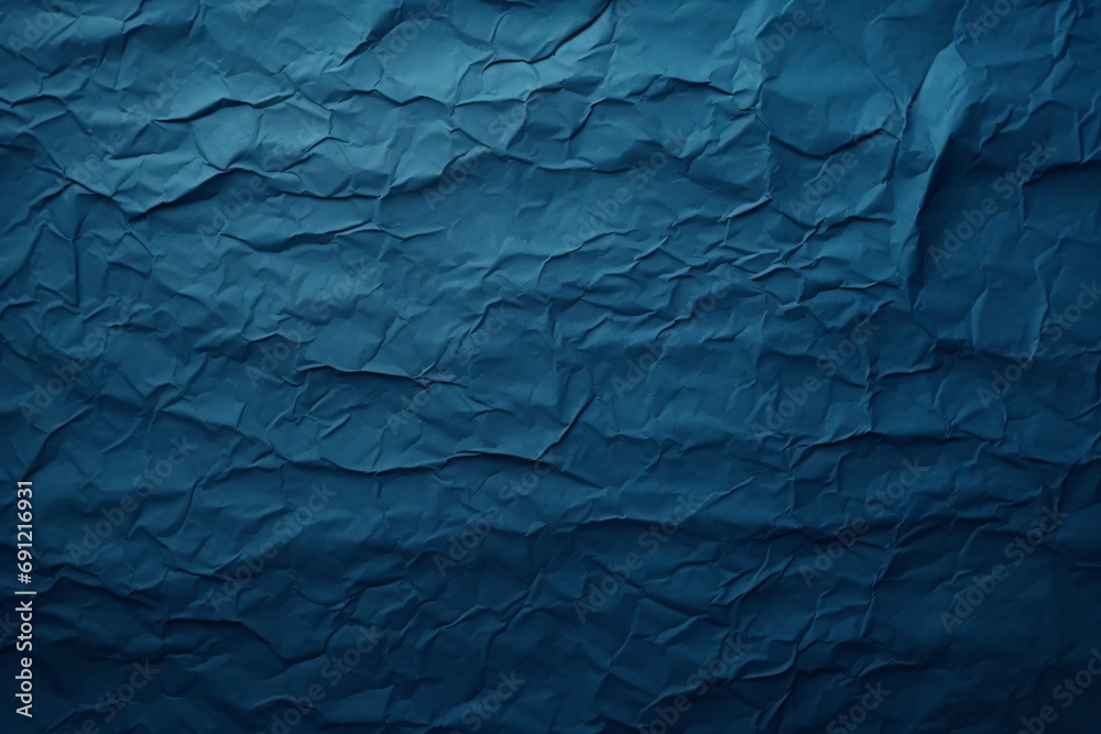 Blue scrunched paper texture background