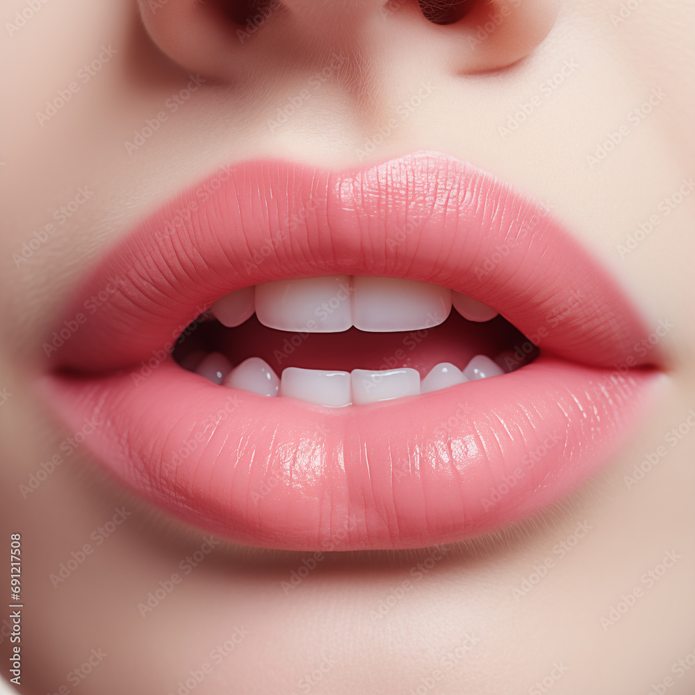 Obraz premium close up lips light pink