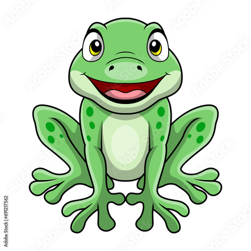 Cute frog cartoon on white background