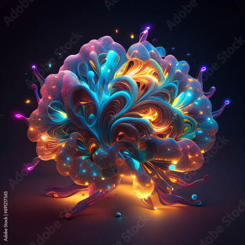 abstract brain with glowing energy swirls and lines background