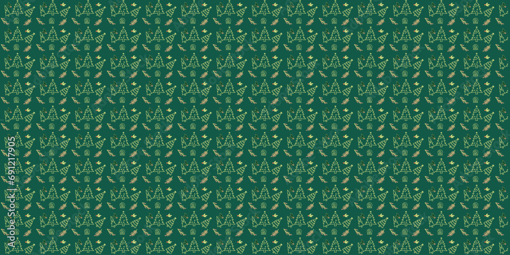 seamless pattern Christmas three, leaf, cherry seamless pattern Christmas three, leaf, cherry