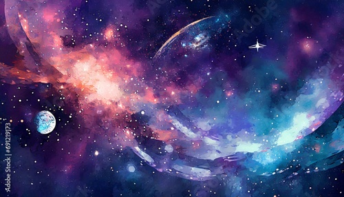 Colourful and abstract galaxy inspired AI art