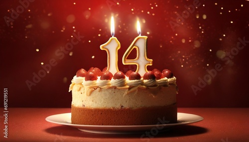 14 years birthday cake. Fourteen birthday cake. 