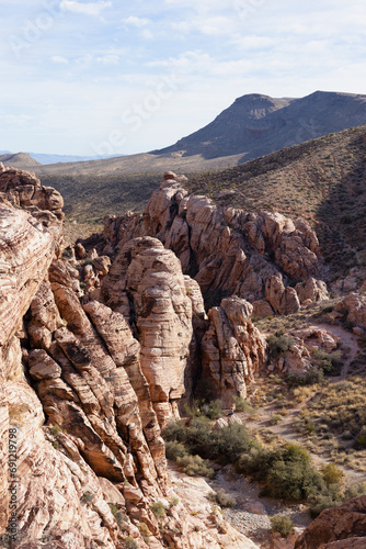 Red Rock Canyon in Nevada on a bright, sunny, clear winter day.