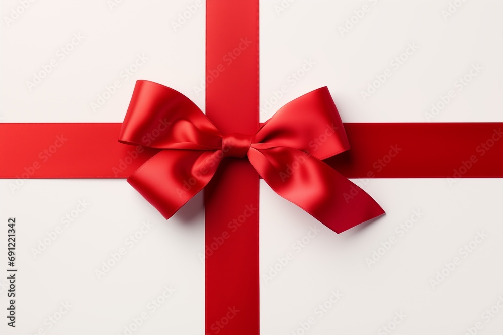 Red ribbon with a bow on white background. Red ribbon with a bow on white background.