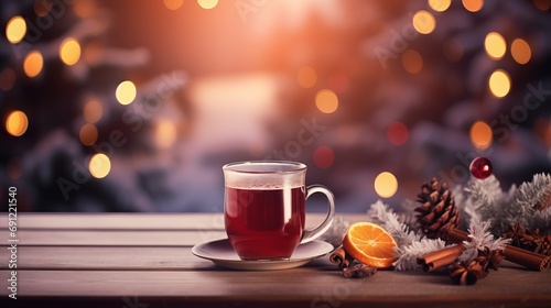 Christmas mulled wine on the table. Winter  Christmas holidays concept