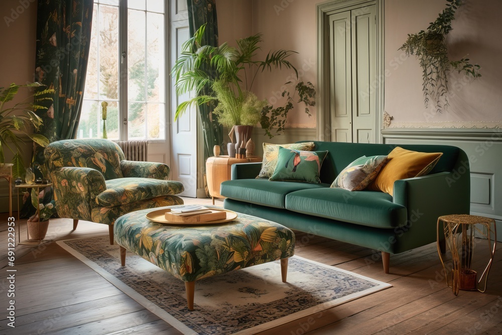 Obraz premium Bohemian decor in interior. Generative AI