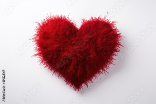 Fluffy red heart on a white background