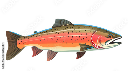  a Rainbow trout, fish, side view, in a PNG, Fishing-themed, isolated, and transparent high-detail graphic illustration. Generative ai