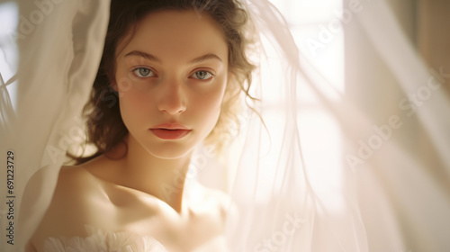portrait of beautiful bride, ai generated