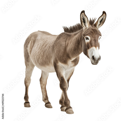 a Donkey/Burro trotting, full body in a 3/4 view in a PNG, isolated and transparent, farm animal-themed, photorealistic illustration. Generative ai