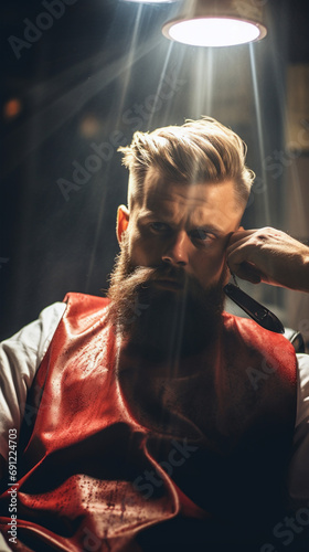 portrait of a barber man, serious, stylish man © Elements Design