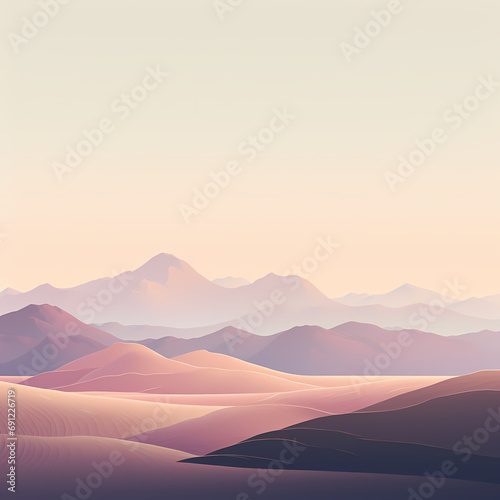 A minimalist mountain landscape in pastel colors