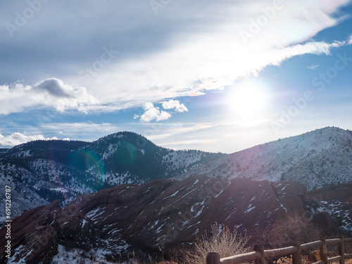 Snowy hills in Morrison, Colorado