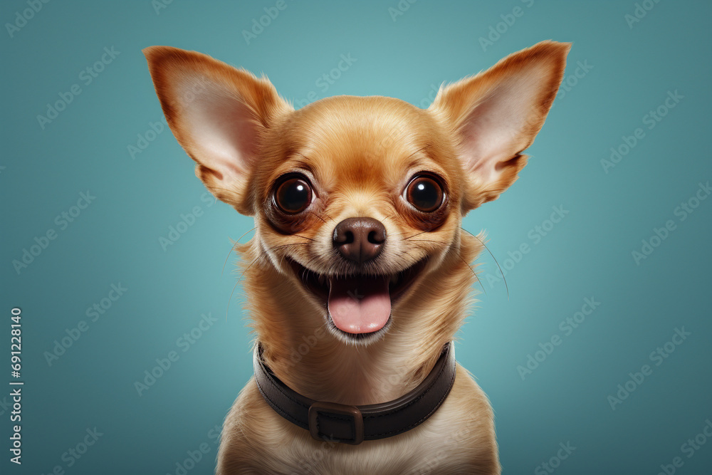 chihuahua puppy on a blue background