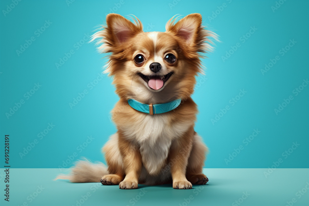 chihuahua puppy on a blue background