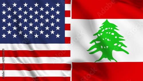 USA and Lebanon flag looped photo