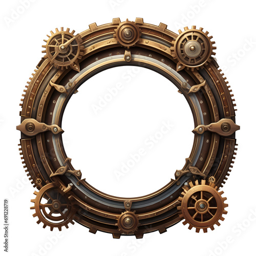 Steampunk clock border style PNG transparent background
