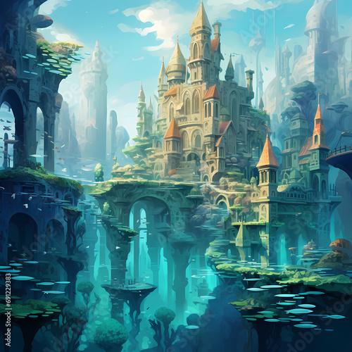A whimsical underwater city