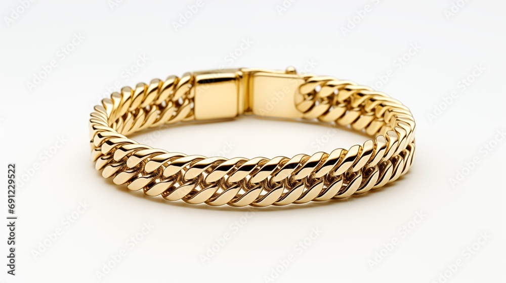 A gold bracelet with a twisted chain, adding elegance and sophistication to any outfit. A gold bracelet with a twisted chain, adding elegance and sophistication to any outfit.