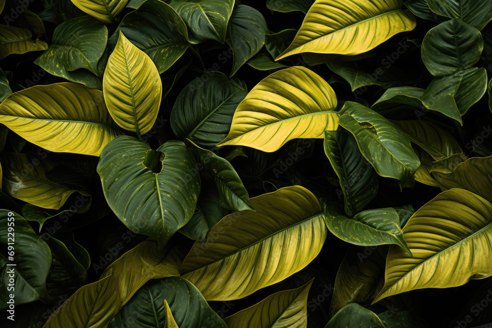 Golden Maranta Jungle, a Unique Background for Botanical and Tropical-themed Photography