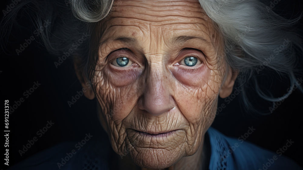 Captured in the Embrace of Time, A Poignant Exploration of Aging, Solitude, and Graceful Endurance - obrazy, fototapety, plakaty 