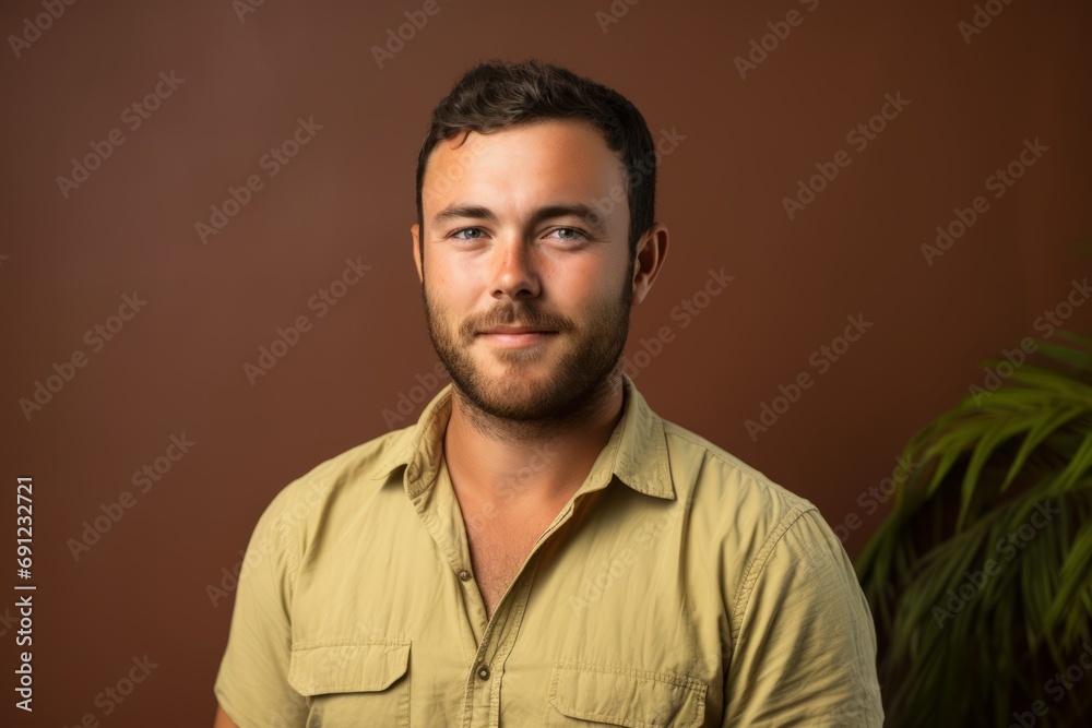 Portrait of a handsome young man with a beard on a brown background Portrait of a handsome young man with a beard on a brown background