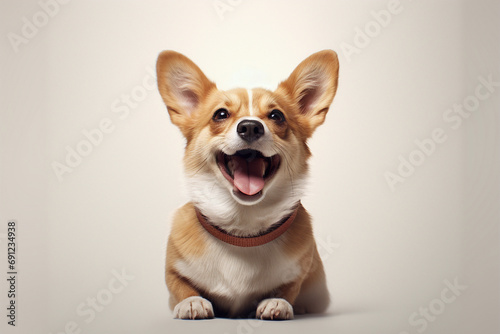 happy cute dog with his mouth wide open, pomeranian dog portrait