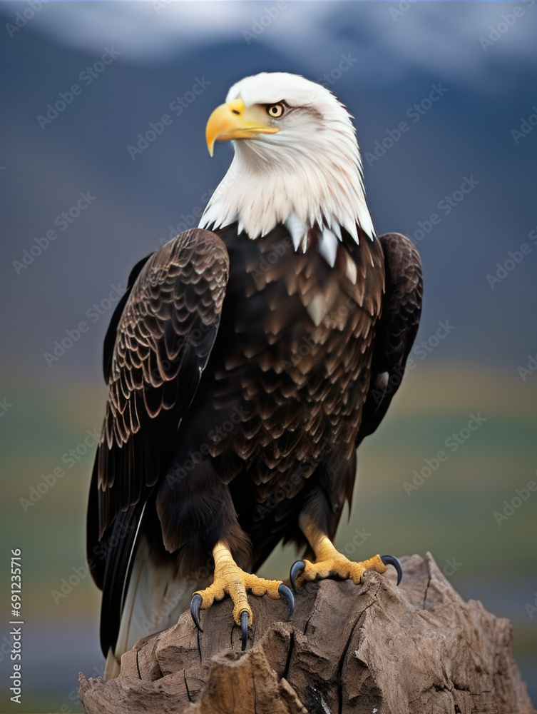 Fototapeta premium Symbol of America - The bald eagle perched on a rock